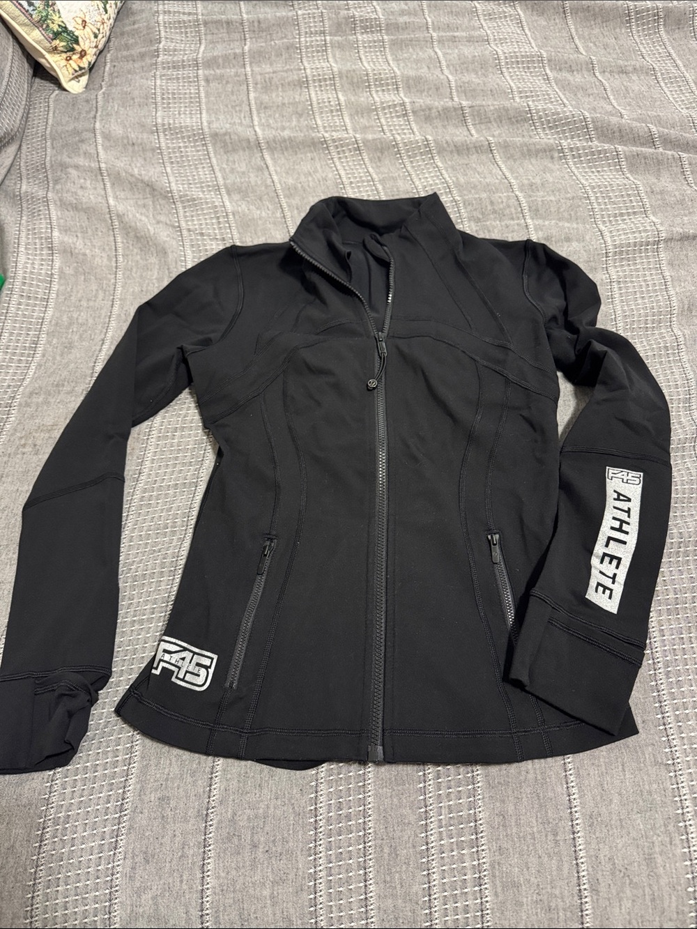 lululemon athletica Black Athletic Bomber Jacket with Athlete Branding